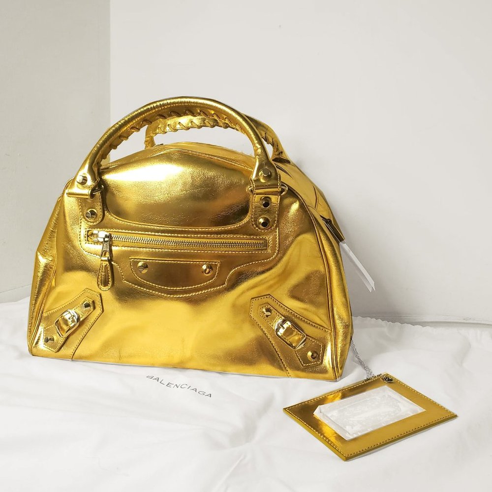 Balenciaga EXCLUSIVE GOLD bowling bag Limited edition AUTHENTIC NEW